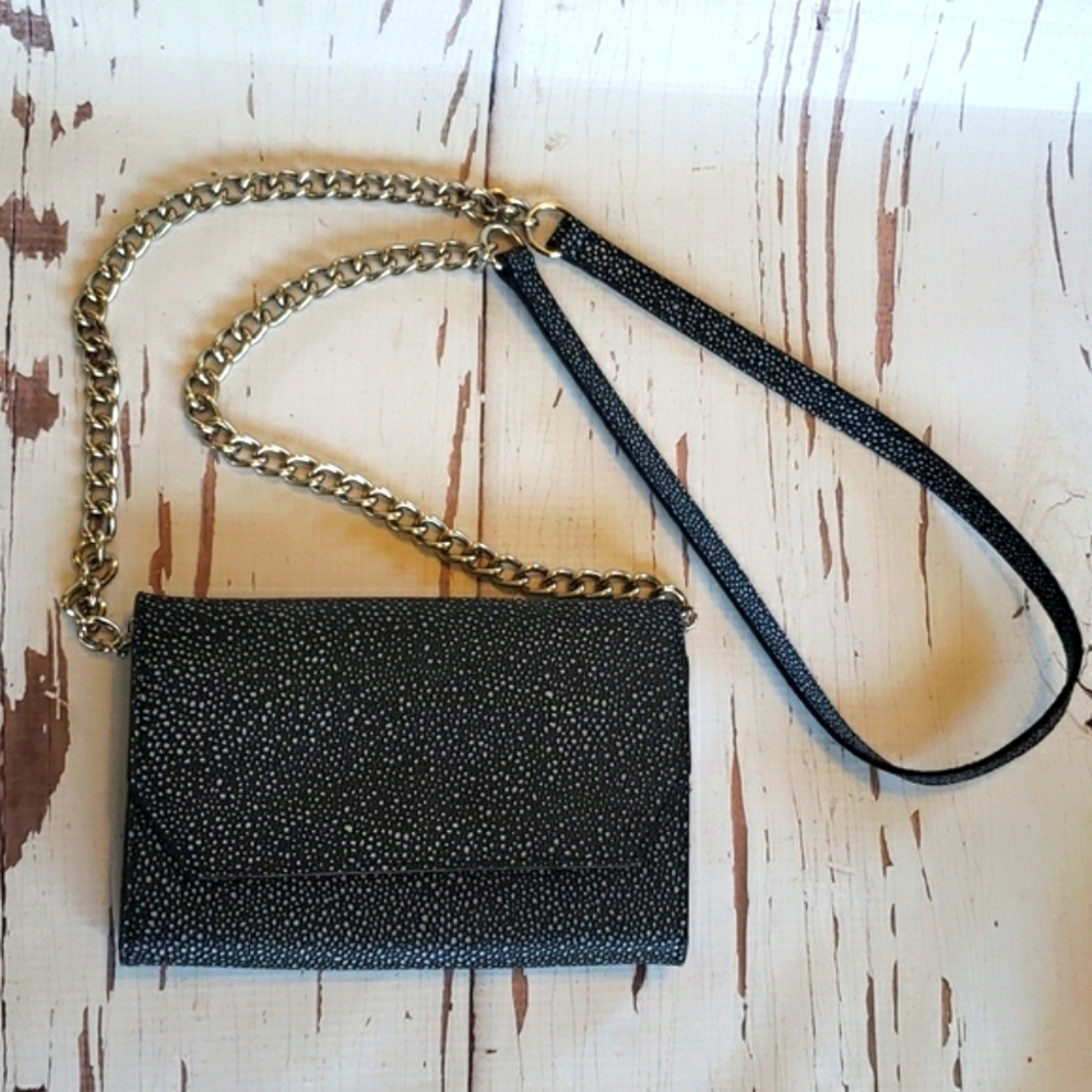 Halogen black and white chain crossbody wallet envelop small bag